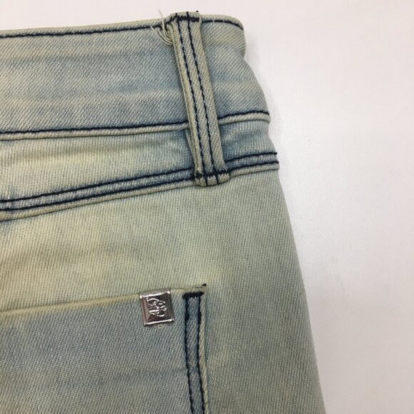 BEBE Florent Wash Distressed Logo Hardware 5 Pocket Skinny Jeans - Picture 10 of 16